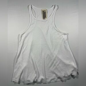 Free People White Ribbed Racerback Tank boho festival
